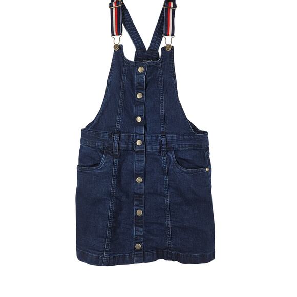 TOMMY HILFIGER Girls Jean Overalls Dress Size 12/14 - Picture 1 of 12